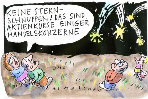 Cartoon: Sternenhimmel (medium) by Jan Tomaschoff tagged finanzkrise,aktienkurse,handelskonzerne
