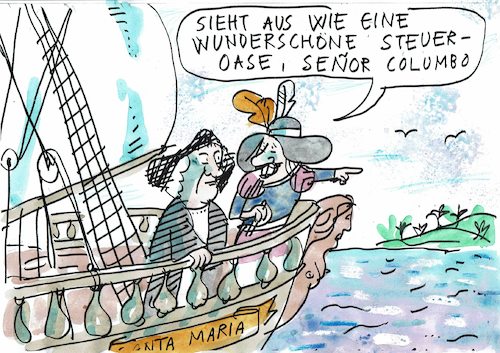 Cartoon: Steueroase (medium) by Jan Tomaschoff tagged usa,steuern,trump,usa,steuern,trump