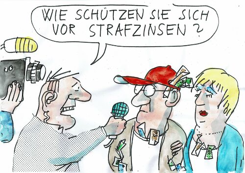 Cartoon: Strafzinsen (medium) by Jan Tomaschoff tagged banken,zinsen,strafzinsen,sparer,banken,zinsen,strafzinsen,sparer