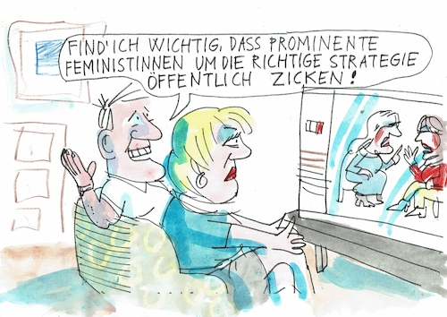 Cartoon: Strategie (medium) by Jan Tomaschoff tagged feminismus,männer,frauen,feminismus,männer,frauen