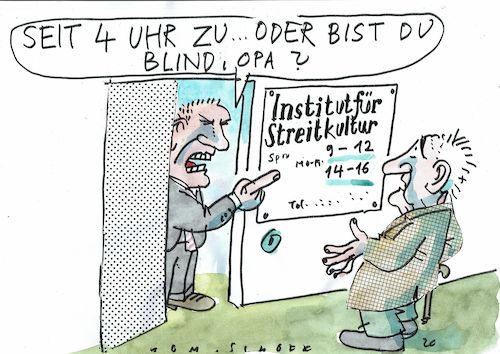 Cartoon: Streitkultur (medium) by Jan Tomaschoff tagged streitkultur,toleranz,verständnis,egoismus,streitkultur,toleranz,verständnis,egoismus