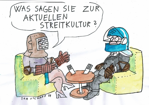 Cartoon: Streitkultur (medium) by Jan Tomaschoff tagged streit,diskussion,toleranz,spaltung,streit,diskussion,toleranz,spaltung