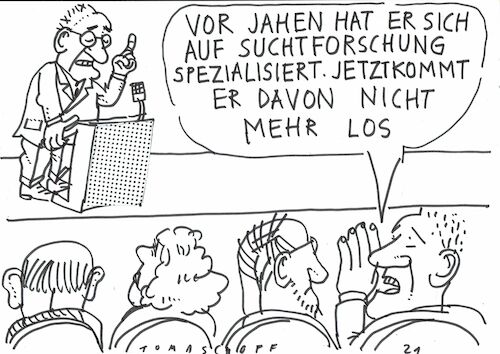 Cartoon: Sucht (medium) by Jan Tomaschoff tagged gesundheit,sucht,abhängigkeit,wissenschaftlerinnen,gesundheit,sucht,abhängigkeit,wissenschaftlerinnen