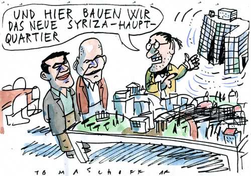 Cartoon: Syriza-Fundament (medium) by Jan Tomaschoff tagged griechenland,finanzen,griechenland,finanzen