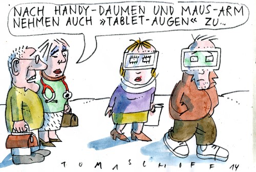 Cartoon: Tablet-Augen (medium) by Jan Tomaschoff tagged pc,internet,pc,internet