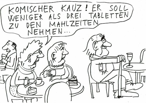 Cartoon: Tabletten (medium) by Jan Tomaschoff tagged krankheit,alter,medikamente,krankheit,alter,medikamente