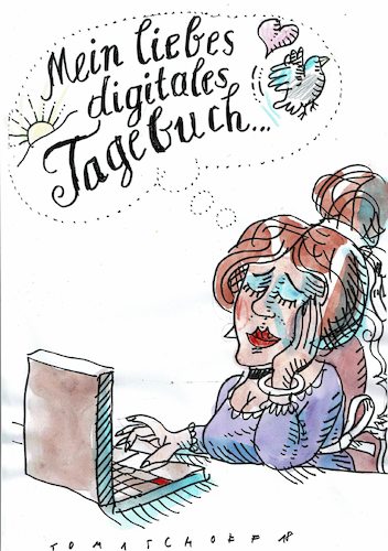Cartoon: Tagebuch (medium) by Jan Tomaschoff tagged digitalisierung,digitalisierung
