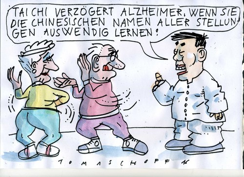Cartoon: Tai chi (medium) by Jan Tomaschoff tagged demenz,alter,tai,chi,demenz,alter,tai,chi