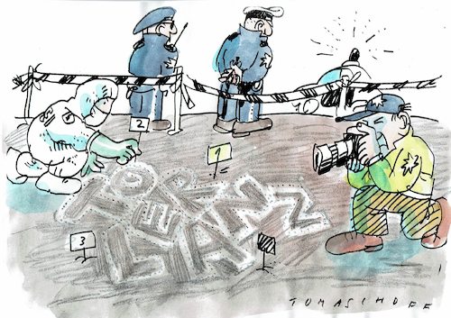 Cartoon: Tatort (medium) by Jan Tomaschoff tagged gewalt,toleranz,demokratie,gewalt,toleranz,demokratie