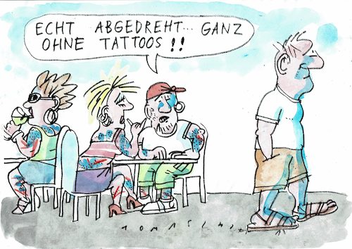 Cartoon: Tattoos (medium) by Jan Tomaschoff tagged tatoos,mode,haut,tatoos,mode,haut
