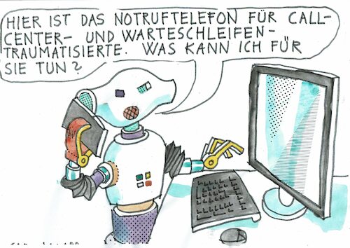 Cartoon: Telefon (medium) by Jan Tomaschoff tagged callcenter,roboter,telefon,callcenter,roboter,telefon