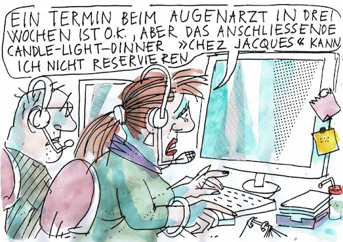 Cartoon: Terminservice (medium) by Jan Tomaschoff tagged gesundheit,arzttermine,gesundheit,arzttermine