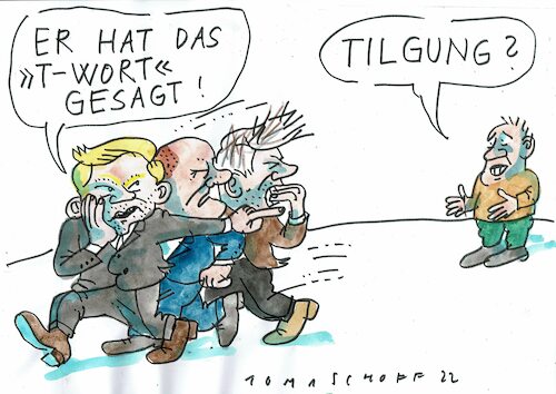 Cartoon: Tilgung (medium) by Jan Tomaschoff tagged staatsschulden,haushalt,staatsschulden,haushalt