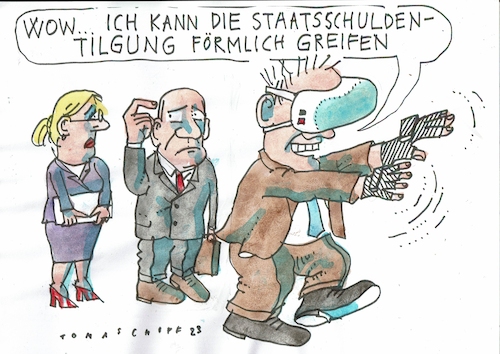 Cartoon: Tilgung (medium) by Jan Tomaschoff tagged staatsschulden,tilgung,fantasie,staatsschulden,tilgung,fantasie