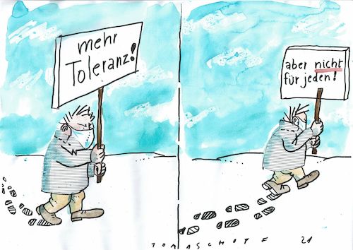 Cartoon: Toleranz (medium) by Jan Tomaschoff tagged demokratie,toleranz,offene,gesellschaft,demokratie,toleranz,offene,gesellschaft
