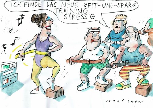 Cartoon: Training (medium) by Jan Tomaschoff tagged inflation,rezession,sparen,inflation,rezession,sparen