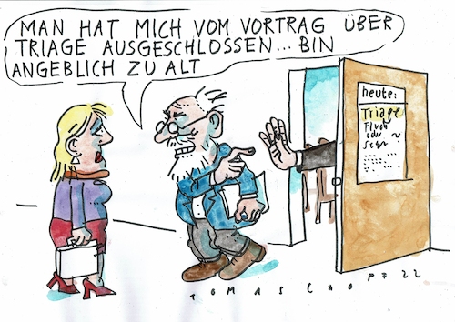 Cartoon: Triage (medium) by Jan Tomaschoff tagged medizin,triage,alter,medizin,triage,alter