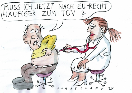 Cartoon: TÜV (medium) by Jan Tomaschoff tagged eu,auto,tüv,gesundheit,vorsorge,eu,auto,tüv,gesundheit,vorsorge