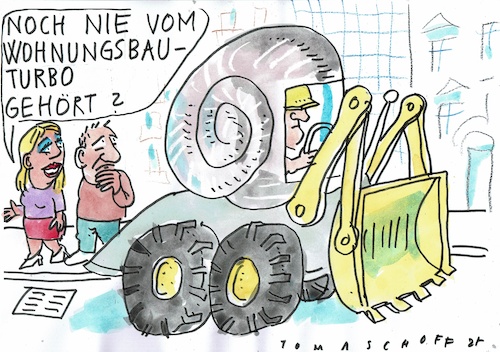 Cartoon: Turbo (medium) by Jan Tomaschoff tagged wohnungsbau,wirtschaft,investitionen,stagnation,wohnungsbau,wirtschaft,investitionen,stagnation