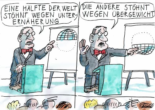 Cartoon: Überernäherung Unterernäherung (medium) by Jan Tomaschoff tagged überfluss,mangel,hunger,überfluss,mangel,hunger