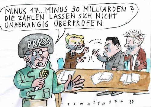 Cartoon: Überprüfung (medium) by Jan Tomaschoff tagged haushalt,staatsschulden,lindner,haushalt,staatsschulden,lindner