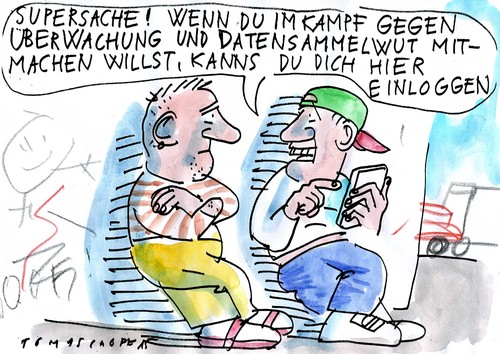 Cartoon: Überwachung (medium) by Jan Tomaschoff tagged datenschutz,datenschutz