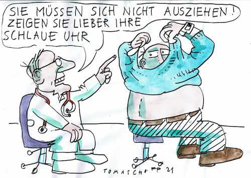 Cartoon: Uhr (medium) by Jan Tomaschoff tagged medizin,werareables,smart,watch,medizin,werareables,smart,watch