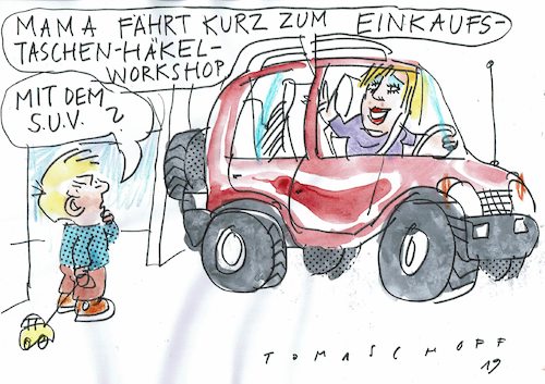 Cartoon: Umweltliebe (medium) by Jan Tomaschoff tagged auto,suv,umwelt,plastik,auto,suv,umwelt,plastik