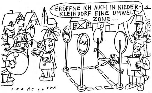 Cartoon: Umweltzone... (medium) by Jan Tomaschoff tagged klimawandel,umwelt,zone,climate,change,autos,verkehr,