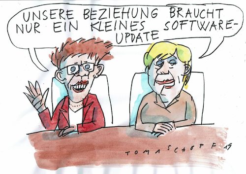 Cartoon: Update (medium) by Jan Tomaschoff tagged merkel,akk,cdu,merkel,akk,cdu