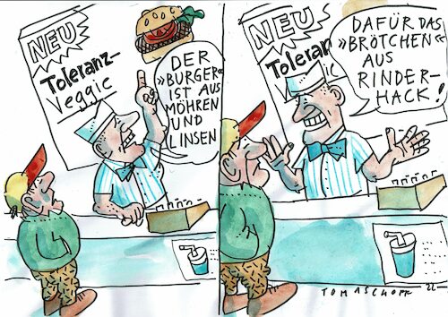 Cartoon: vegetarisch (medium) by Jan Tomaschoff tagged fast,food,vegetarisch,fast,food,vegetarisch