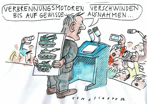 Cartoon: Verbrennungsmotor (medium) by Jan Tomaschoff tagged umwelt,motor,rüstung,krieg,ukraine,umwelt,motor,rüstung,krieg,ukraine