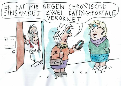 Cartoon: Vereinsamung (medium) by Jan Tomaschoff tagged einsamkeit,krankheit,einsamkeit,krankheit