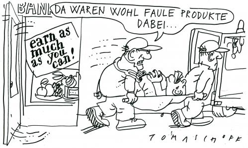 Cartoon: Vergiftet (medium) by Jan Tomaschoff tagged subprime,finanzprodukte,anlagen,investment,banken,banker