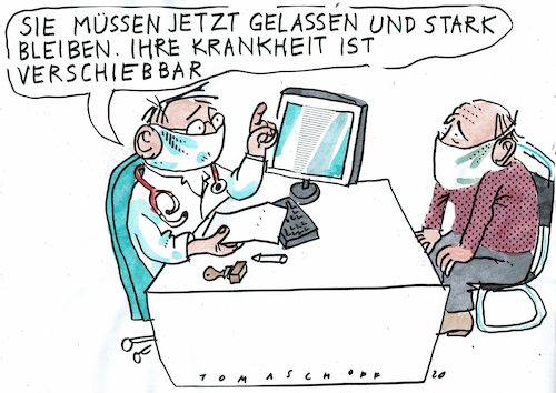 Cartoon: verschiebbare Krankheit (medium) by Jan Tomaschoff tagged corona,gesundheitswesen,corona,gesundheitswesen