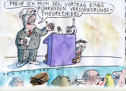 Cartoon: Verschwörungstheorien (medium) by Jan Tomaschoff tagged verschwörungstheorien,wahn,verschwörungstheorien,wahn