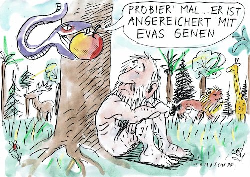Cartoon: Versuchung (medium) by Jan Tomaschoff tagged adam,eva,varsuchung,gene,adam,eva,varsuchung,gene