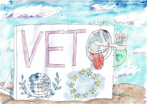 Cartoon: Veto (medium) by Jan Tomaschoff tagged eu,un,veto,eu,un,veto