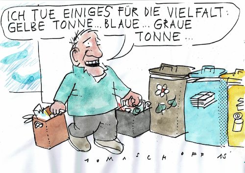 Cartoon: Vielfalt (medium) by Jan Tomaschoff tagged mülltrennung,vielfalt,mülltrennung,vielfalt