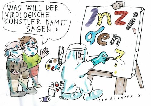 Cartoon: Virologe (medium) by Jan Tomaschoff tagged corona,covid,inzidenz,corona,covid,inzidenz