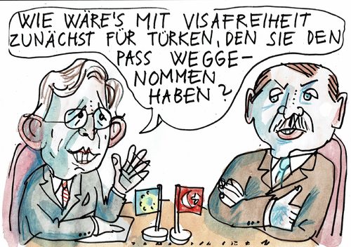Cartoon: Visafreiheit (medium) by Jan Tomaschoff tagged türkei,eu,diktatur,demokratie,türkei,eu,diktatur,demokratie