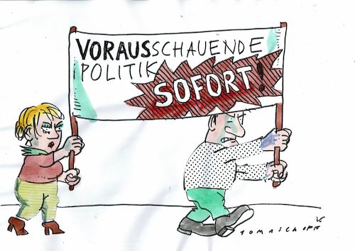 Cartoon: vorausschauend (medium) by Jan Tomaschoff tagged zukunft,planung,ungeduld,zukunft,planung,ungeduld