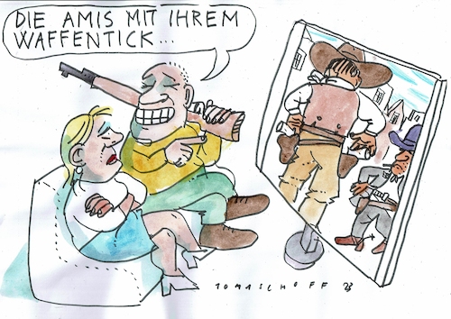 Cartoon: Waffen (medium) by Jan Tomaschoff tagged usa,deutschland,waffen,usa,deutschland,waffen