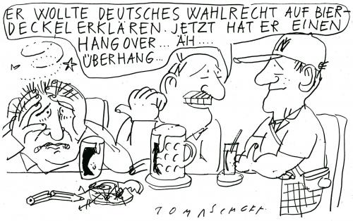 Cartoon: Wahlrecht (medium) by Jan Tomaschoff tagged wahlrecht,wahlen,wahlsystem,wahlrecht,wahlen,wahlsystem,bierdeckel,stammtisch,demokratie,deutschland,bundestag,landtag,kommunalwahl,wahl