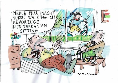 Cartoon: Walking (medium) by Jan Tomaschoff tagged sport,entspannung,faulheit,sport,entspannung,faulheit