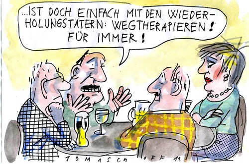 Cartoon: Wegtherapieren (medium) by Jan Tomaschoff tagged wegtherapieren,therapie,verbrechen,kriminalität,täter,gewalt,wegtherapieren,therapie,verbrechen,kriminalität,täter,gewalt