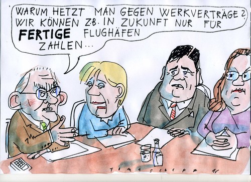 Cartoon: Werkvertrag (medium) by Jan Tomaschoff tagged flughafen,berlin,flughafen,berlin