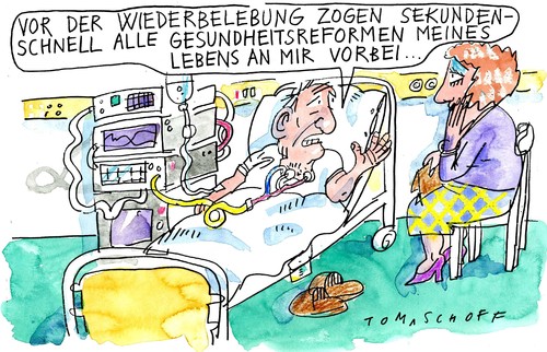 Cartoon: Wiederbelebung (medium) by Jan Tomaschoff tagged ärzte,arzt,gesundheitskosten,krankenkassen,patienten,gesundheitsreform,gesundheitsreform,patienten,krankenkassen,gesundheitskosten,arzt,ärzte,gesundheit