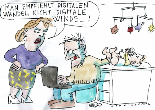 Cartoon: Windel (medium) by Jan Tomaschoff tagged digitaler,wandel,digitaler,wandel