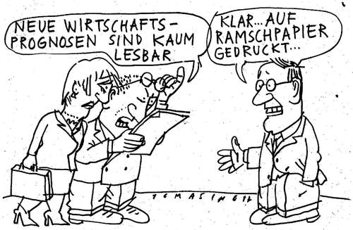 Cartoon: Wirtschaftsprognosen (medium) by Jan Tomaschoff tagged wirtschaftsprognosen